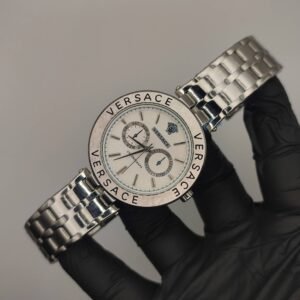 Versace Stainless Steel Men's Watch – Silver Chain (White Dial)