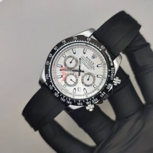 RLX Daytona – Rubber Strap – (Black Silver)